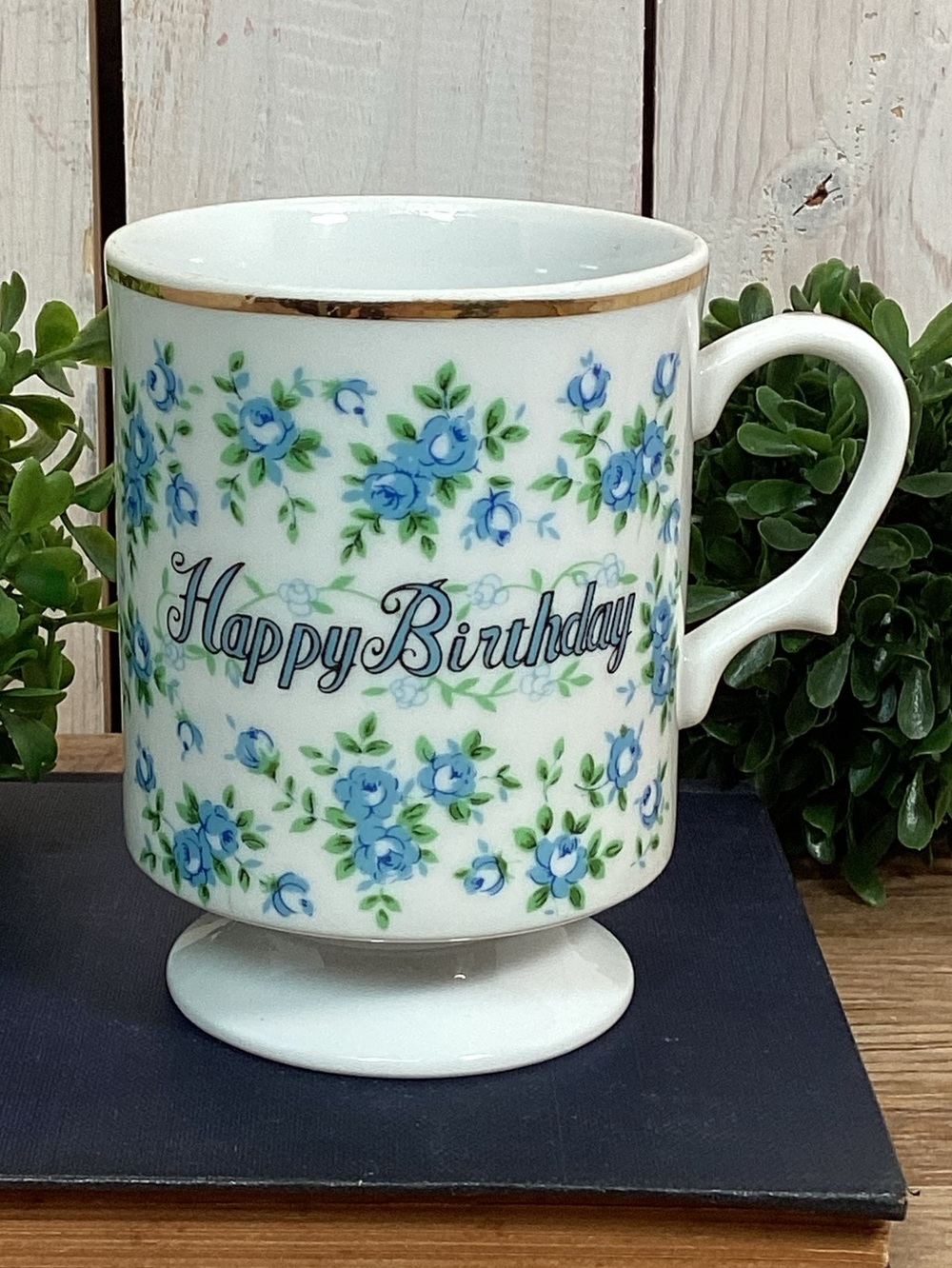 Vintage Enesco Japan Happy Birthday Coffee Mug / Tea Cup